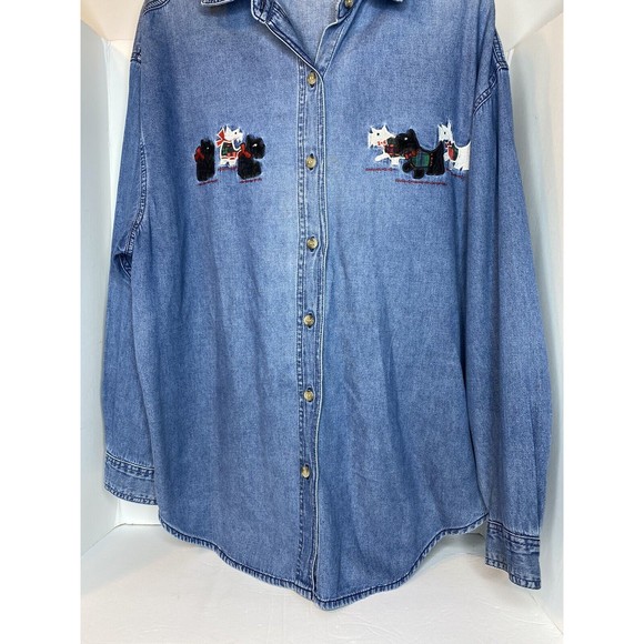 Women’s ‘Solutions Original’ Denim Button Down Dog Size Large - Picture 16 of 16